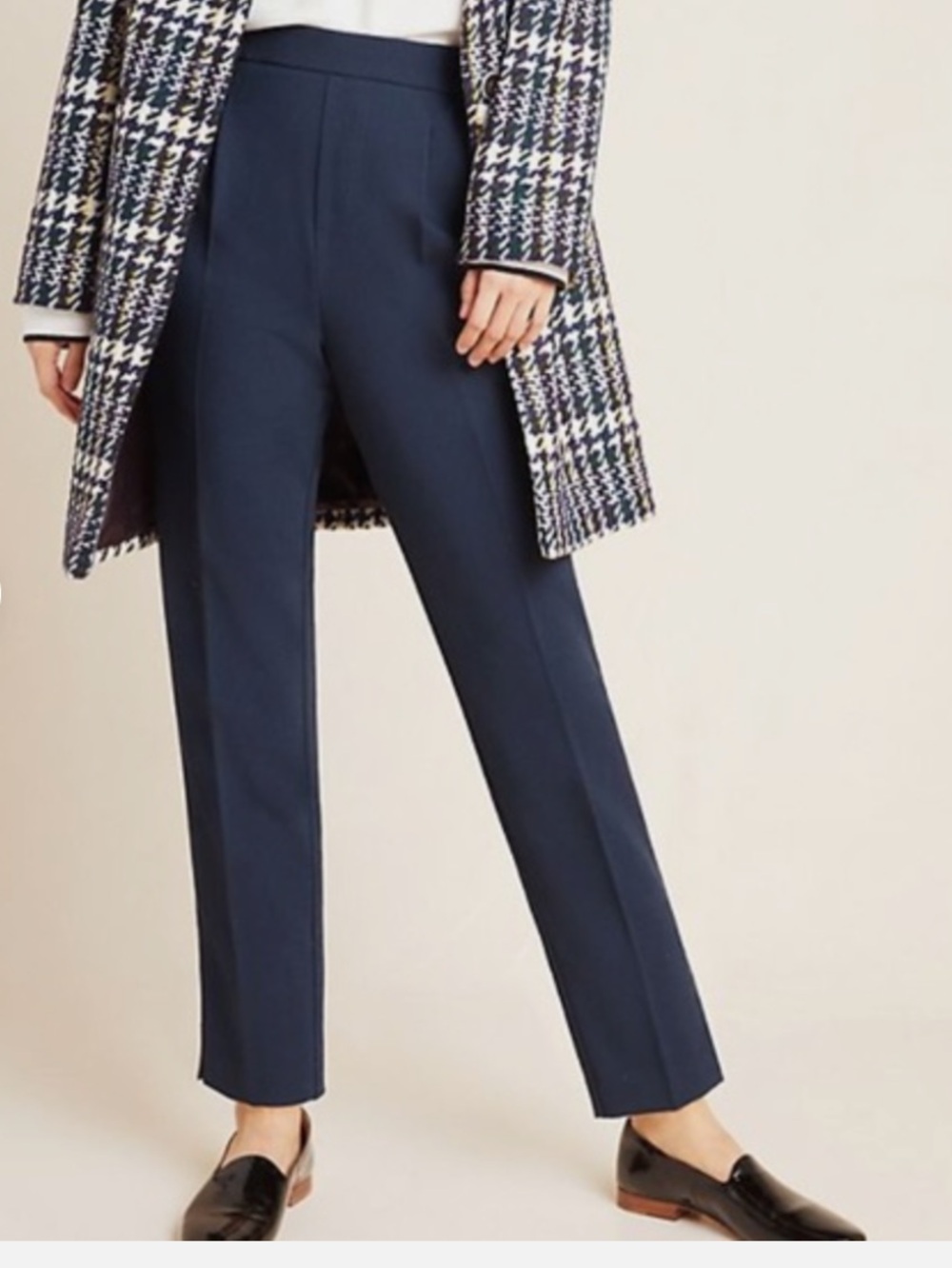 Anthropologie Women's Copley Tapared Navy Elastic-Waist Dress Pants Size S